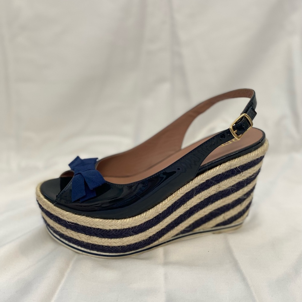 Valentino RED - Navy Blue Espadrille Wedge Sandals